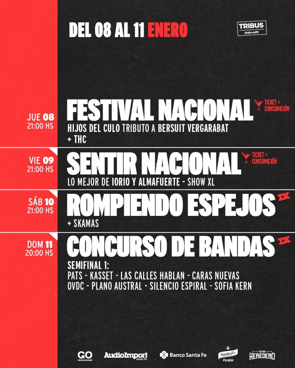 AGENDA SEMANAL TRIBUS CLUB DE ARTE:  JUEVES 8 A DOMINGO 11 DE ENERO 