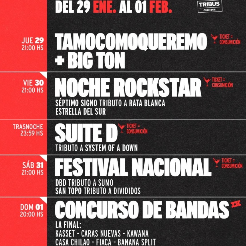 Programación de TRIBUS del 29/1 al 1/2