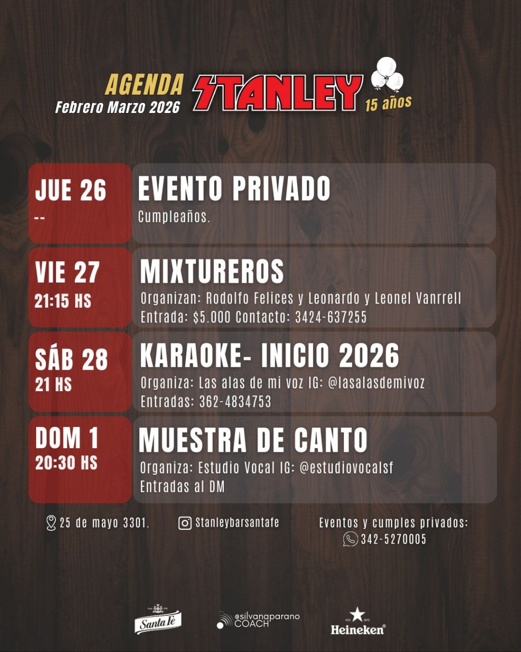 Agenda de Stanley para este fin de semana