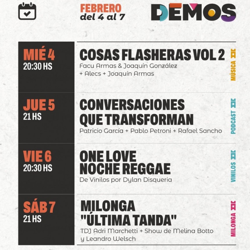 Agenda de DEMOS en el arranque de temporada