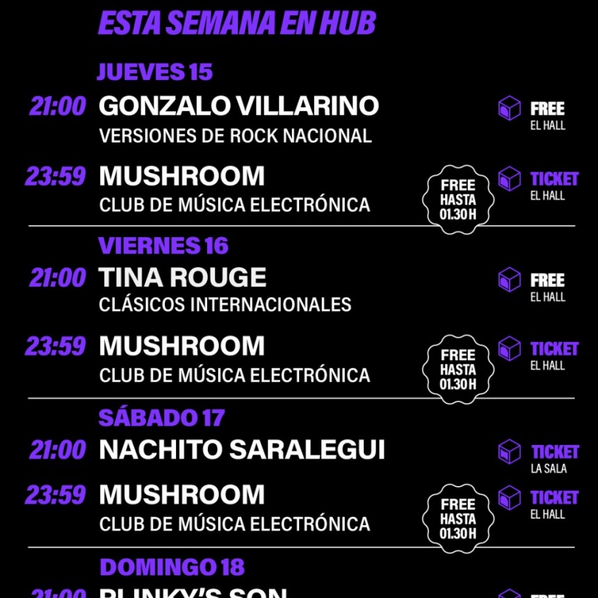 Programaci&oacute;n de HUB del 15/5 al 18/5 