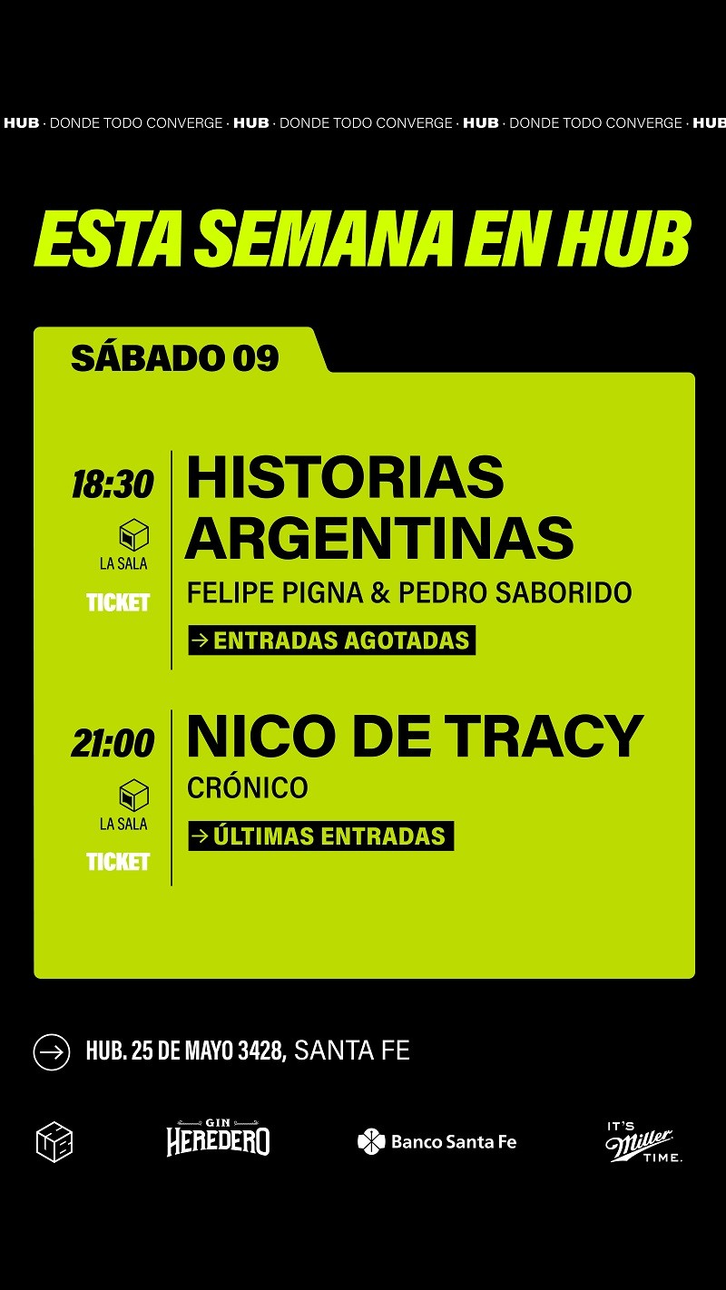 Agenda de HUB para este sábado 9/8
