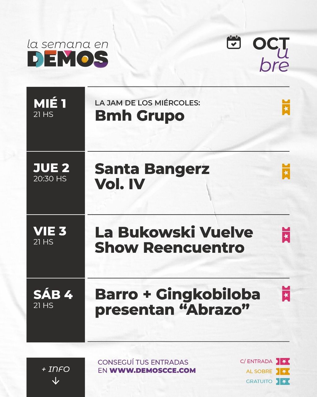 La semana de DEMOS del 1 al 4 de octubre