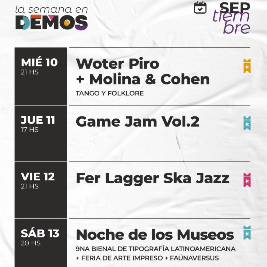 Programaci&oacute;n de DEMOS de esta semana