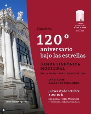 23/10 - La Banda Sinfónica Municipal presenta el “Concierto 120º aniversario bajo las estrellas”