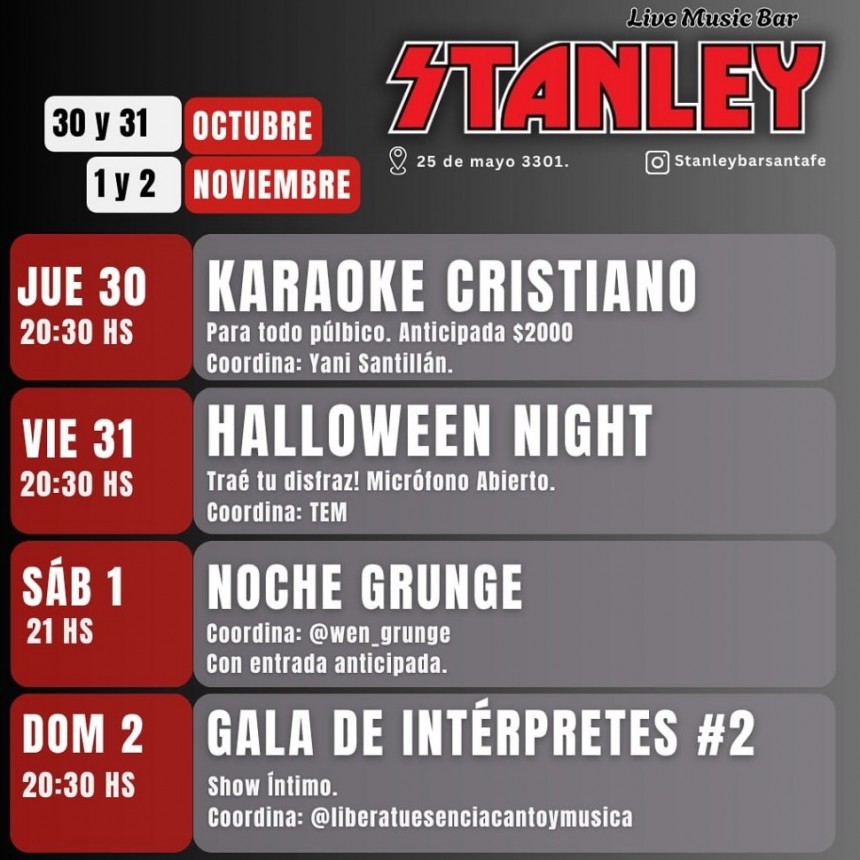 Programación de Stanley para esta semana