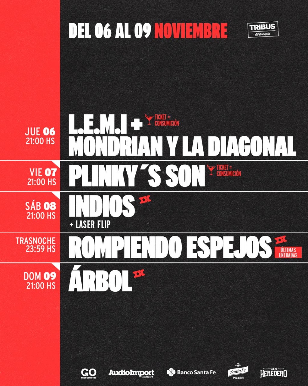 AGENDA SEMANAL TRIBUS CLUB DE ARTE del 6/11 al 9/11