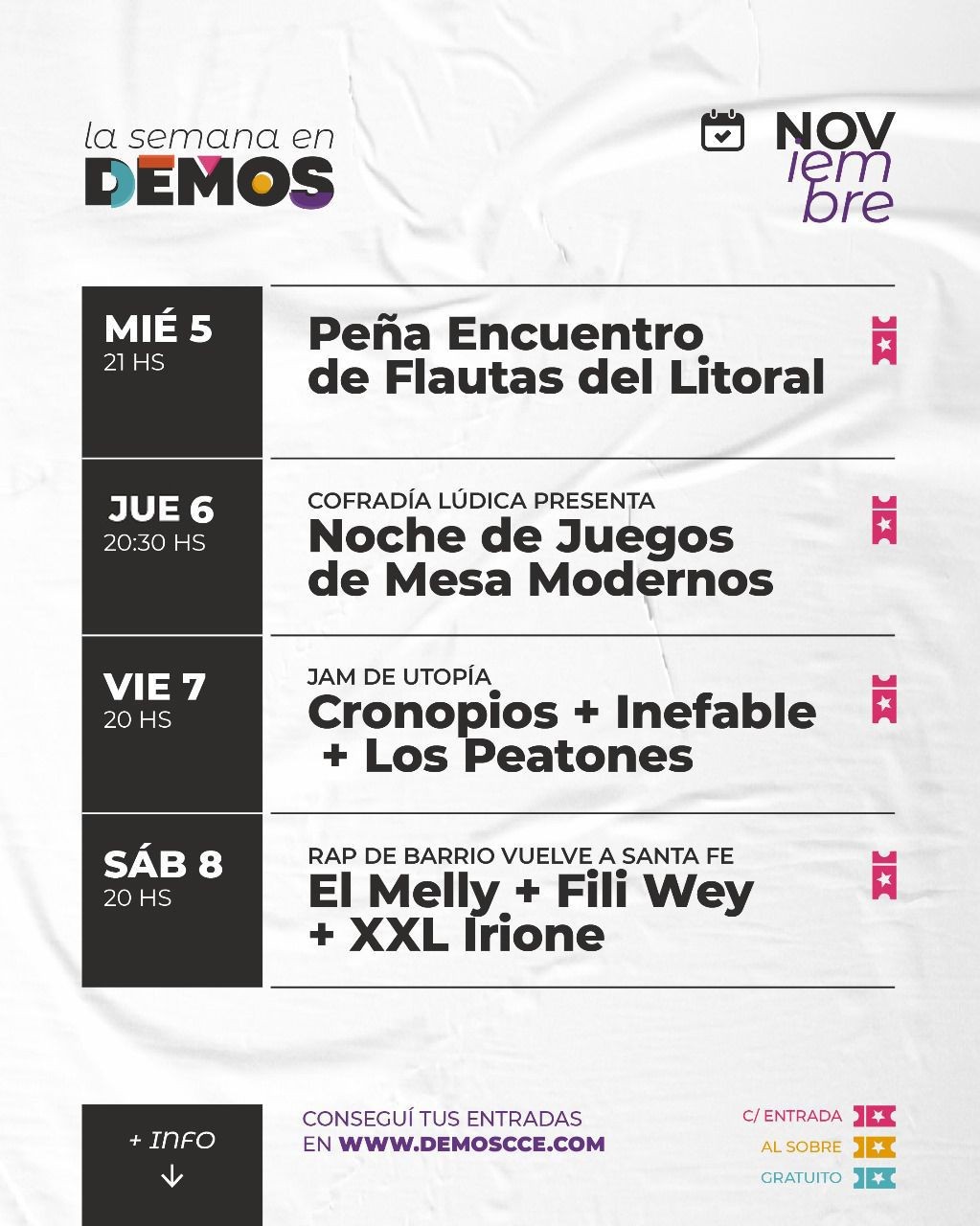 Programación de DEMOS del 5/11 al 8/11