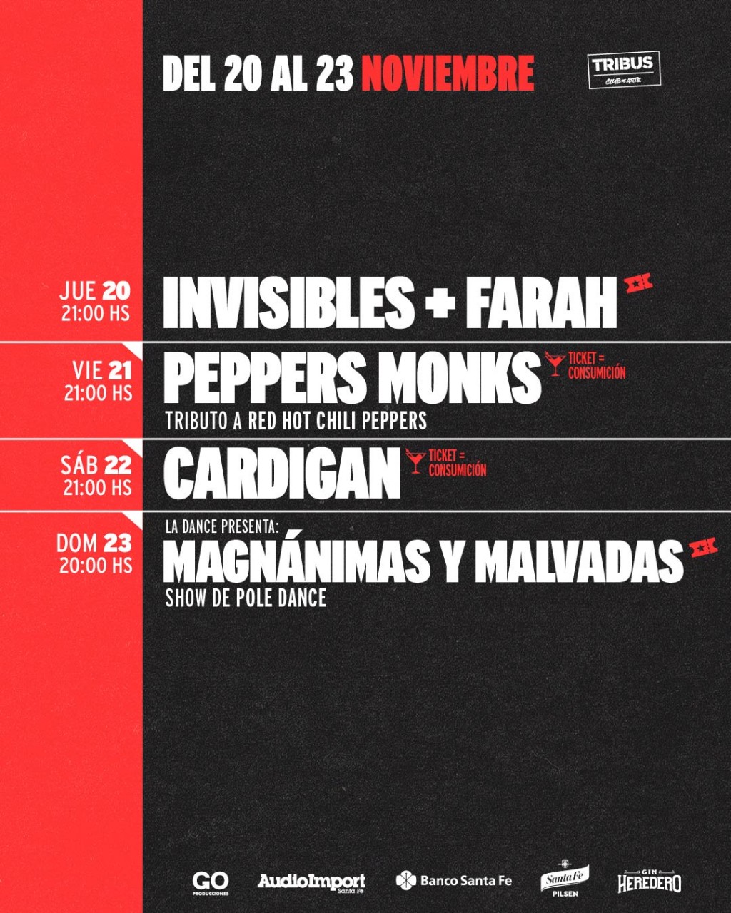 AGENDA SEMANAL TRIBUS CLUB DE ARTE del 20/11 al  23/11  