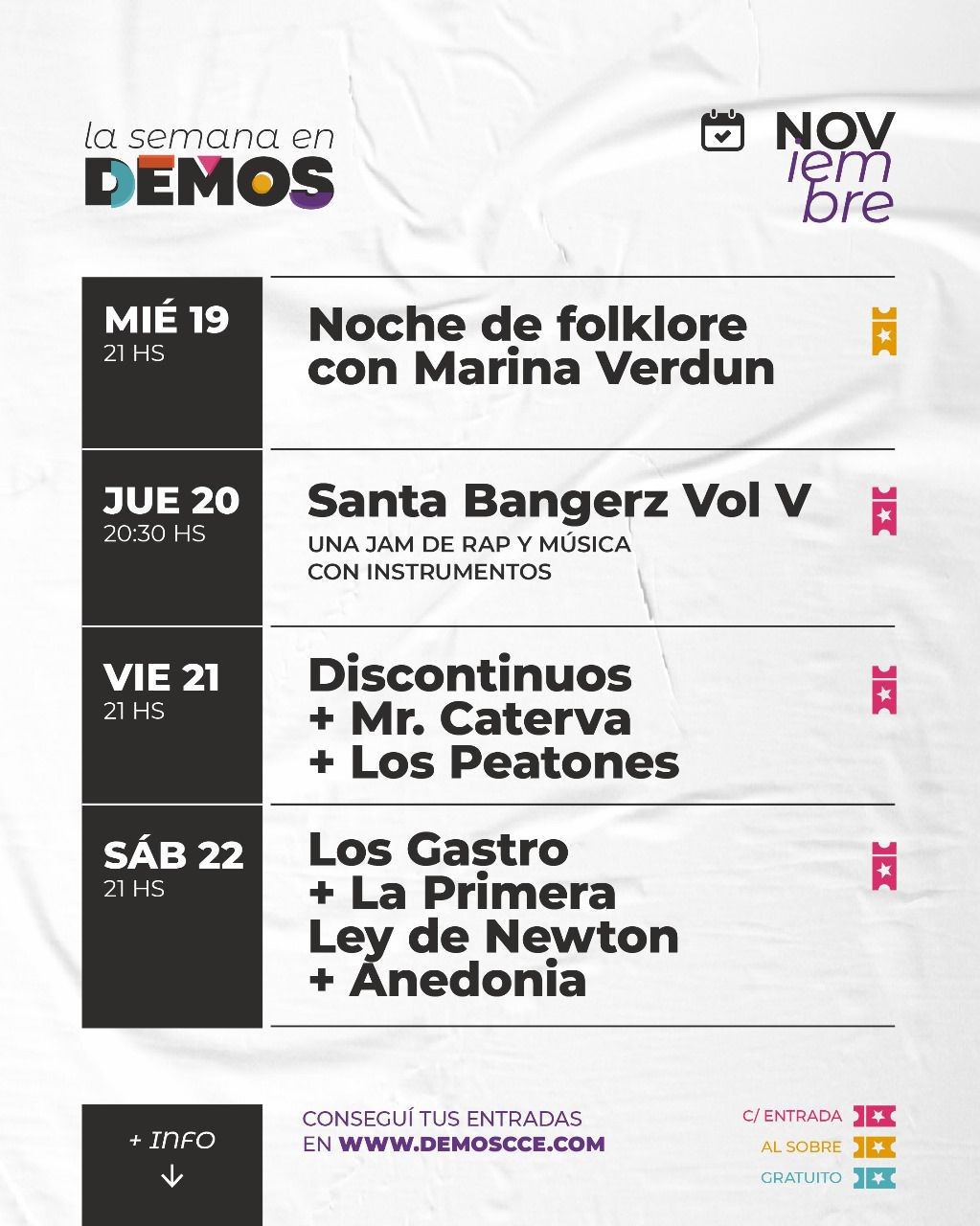 Programación de DEMOS del 19/11 al 21/11