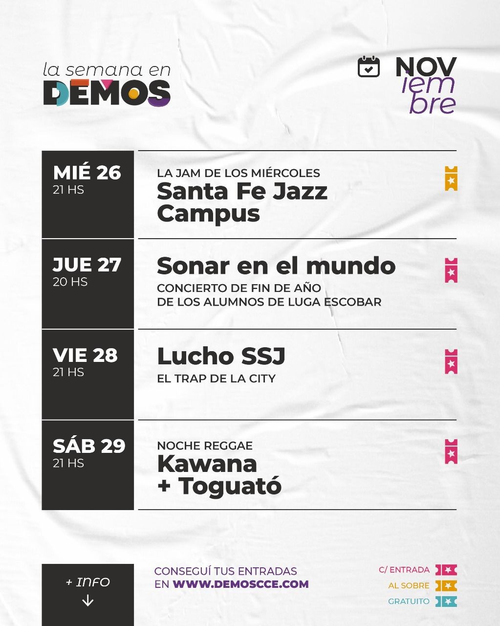 Programación de DEMOS del 26/11 al 29/11